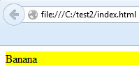 A web page with the word Banana with a yellow colored background