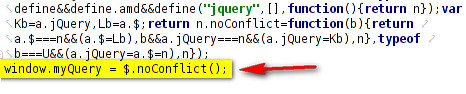 a webpage source showing noConflict