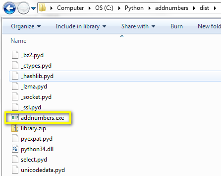 addnumbers.exe now exists