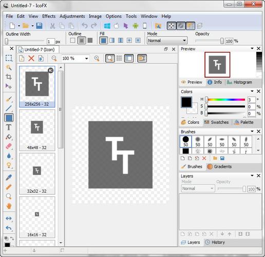 create multiple sizes of the icon in IcoFX